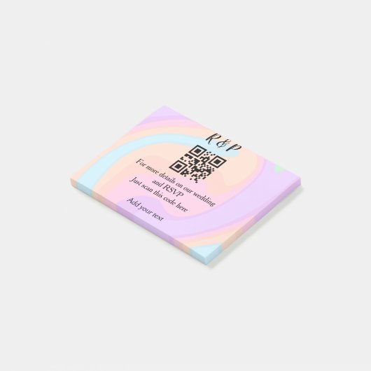 Huwelijkswebsite rsvp q-code Voeg naamtekst toe Post-it® Notes (Schuin)