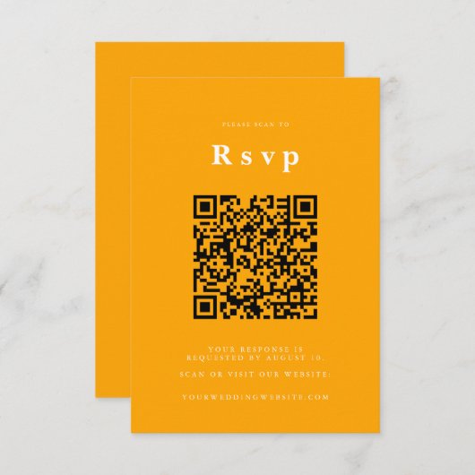 Huwelijkswebsite | RSVP QR Code Foto sinaasappel (Voorkant / Achterkant)