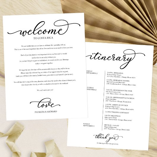 Huwelijksweekend Welkom Itineraries Chic Script