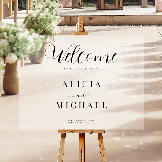 Huwelijkswelkom elegant eenvoudig script acryl tek acryl bord