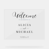 Huwelijkswelkom elegant eenvoudig script acryl tek acryl bord (Voorkant)