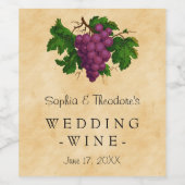 Huwelijkswijn Elegant  Paarse druiven Custom Wijn Etiket (Enkel label)