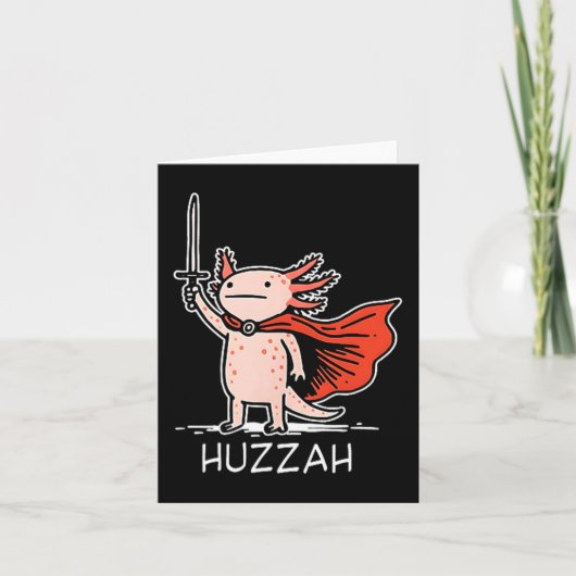 Huzzah Axolotl Knight Funny Sword Meme Quote Kaart (Voorkant)