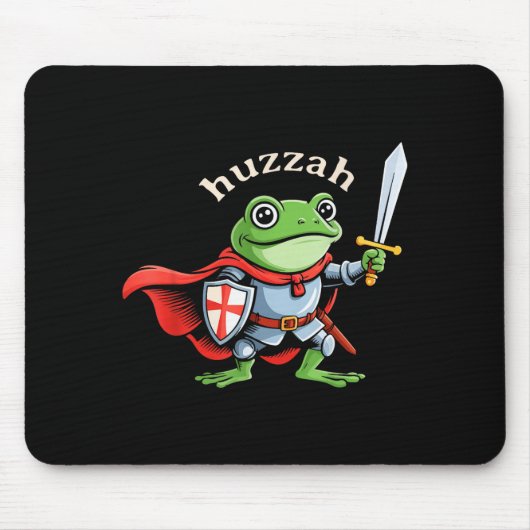 Huzzah Frog Knight Funny Sword Meme Quote Medieval Muismat (Voorkant)