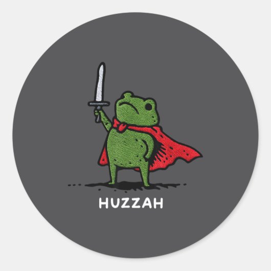 Huzzah Frog Knight Funny Sword Meme Quote  Ronde Sticker (Voorkant)
