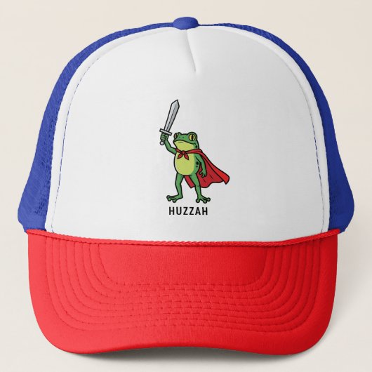 Huzzah Frog Knight Grappig Zwaard Meme Quote Trucker Pet (Voorkant)