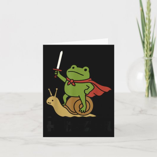Huzzah Frog Knight Riding A Snail Funny Sword Meme Kaart (Voorkant)