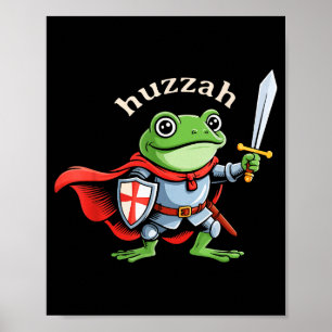 Huzzah Kikker Ridder Grappig Zwaard Meme Citaat Mi Poster