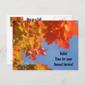 HVAC briefkaarten Herfst Jaarlijkse servicevakter  (Voorkant / Achterkant)