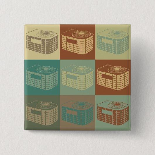 HVAC Pop Art Vierkante Button 5,1 Cm (Voorkant)