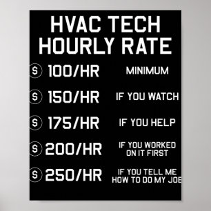 HVAC Tech Hourly Rate T Shirt Poster