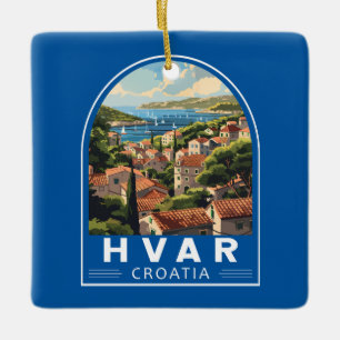 Hvar Kroatië Reizen Kunst Vintage Keramisch Ornament