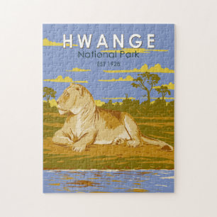 Hwange National Park Zimbabwe Reiskunst Vintage Legpuzzel