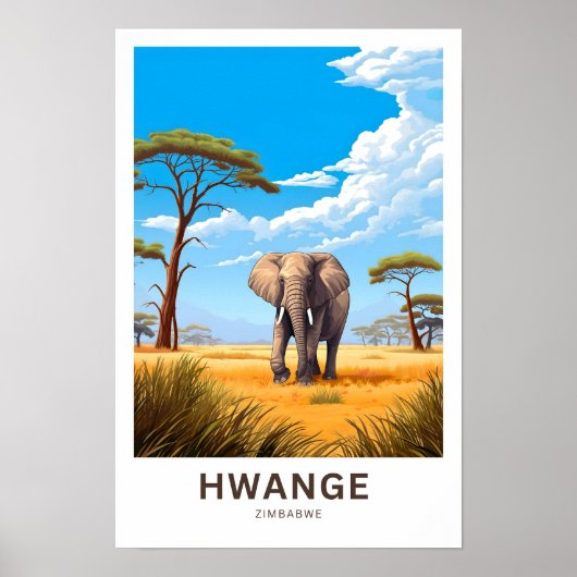 Hwange Zimbabwe Reisprint Poster (Voorkant)