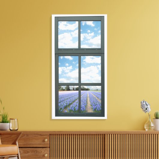 Hyacinten Floral Faux Window Uitzicht Canvas Afdruk (Insitu (Woonkamer))