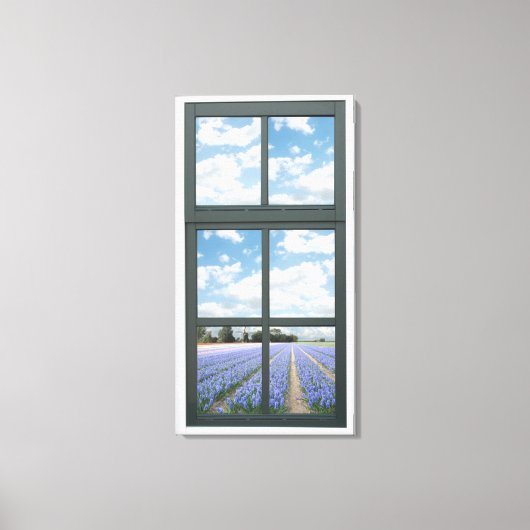 Hyacinten Floral Faux Window Uitzicht Canvas Afdruk (Voorkant)