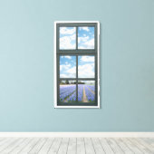 Hyacinten Floral Faux Window Uitzicht Canvas Afdruk (Insitu (Houten vloer))