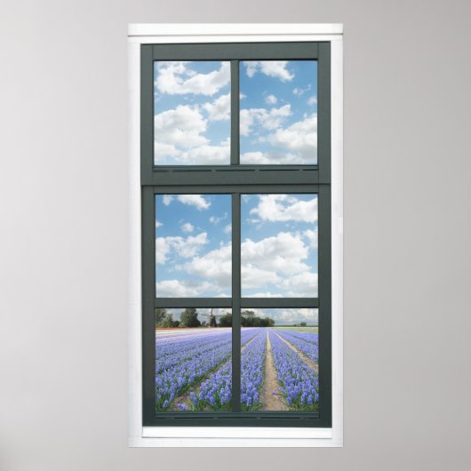 Hyacinth Flowers Spring Faux Window Uitzicht Poste Poster (Voorkant)