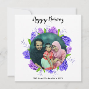 Hyacinth Krans Gelukkig Norooz Nieuwjaar Fotokaart Feestdagenkaart