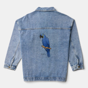 Hyacinth macaw bird cartoon illustraties denim jacket