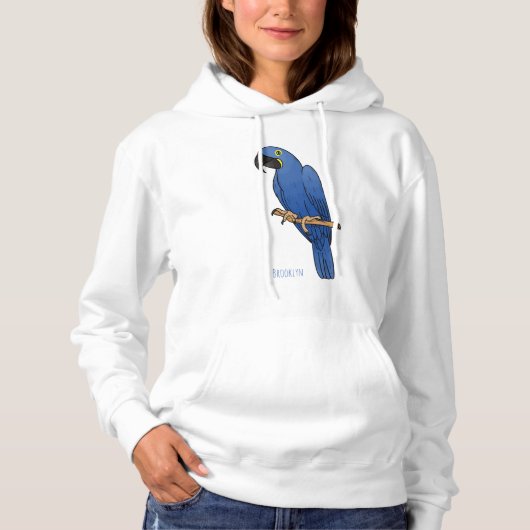 Hyacinth macaw bird cartoon illustraties hoodie (Voorkant)