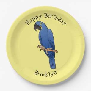 Hyacinth macaw bird cartoon illustraties papieren bordje
