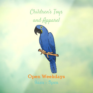 Hyacinth macaw bird cartoon illustraties raamsticker