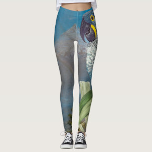 Hyacinth Macaw Parrot Bird Over Print Leggings