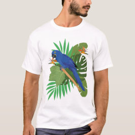 Hyacinth macaw with leaves t-shirt
