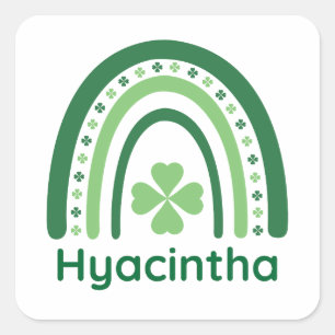 Hyacintha Name Clover Boho Rainbow Vierkante Sticker