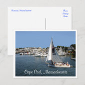 Hyannis Harbour Cape Cod Mass Boats Post Card Briefkaart (Voorkant / Achterkant)
