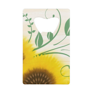 Hybride Art Nouveau Zonnebloemen Kredietkaart Flessenopener