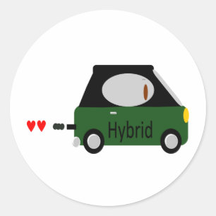 hybride auto ronde sticker