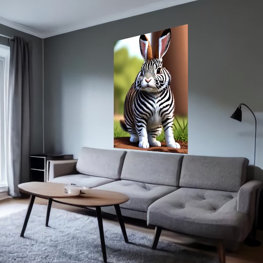 Hybride Cute en schattige Rabbit Zebra | AI Art. Poster
