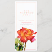 Hybride thee roos sinaasappel waterverf bruiloft m menu (Achterkant)