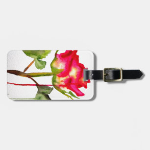 Hybride thee Roos waterverf moderne bloemkunst Bagagelabel