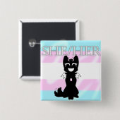 Hybride Trans Pin (She/Her) Vierkante Button 5,1 Cm (Voorkant /achterkant)