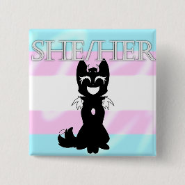 Hybride Trans Pin (She/Her) Vierkante Button 5,1 Cm