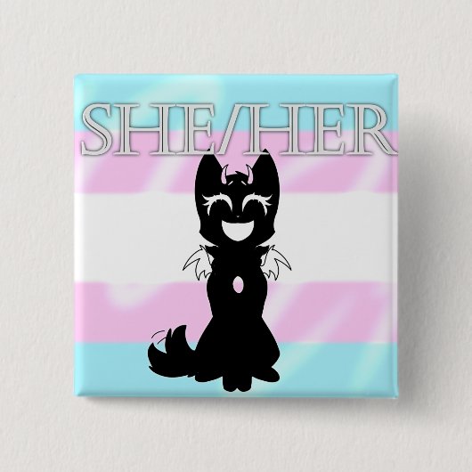 Hybride Trans Pin (She/Her) Vierkante Button 5,1 Cm (Voorkant)