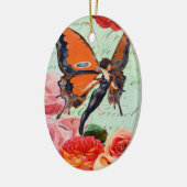 Hybride vlindervrouw met Rozen Keramisch Ornament (Links)