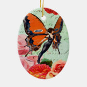 Hybride vlindervrouw met Rozen Keramisch Ornament (Achterkant)