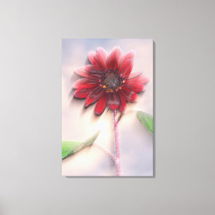 Hybride zonnebloem waait in de wind canvas afdruk
