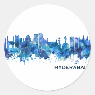 Hyderabad Telangana Skyline Blue Ronde Sticker
