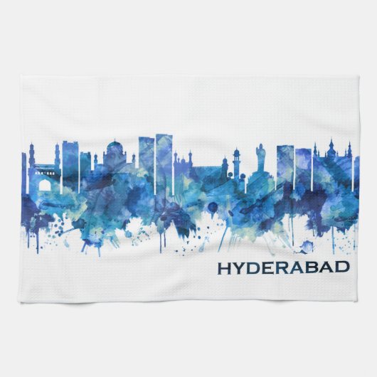 Hyderabad Telangana Skyline Blue Theedoek (Horizontaal)