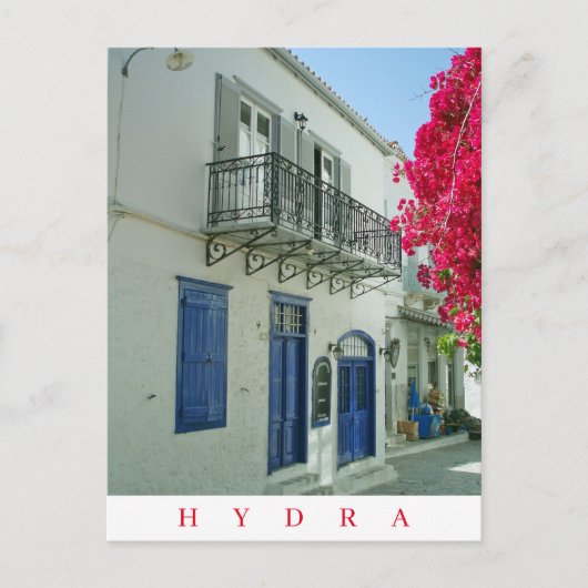 Hydra eilandhuis uitzicht briefkaart (Voorkant)