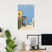 Hydra Grèce Affiche de voyage vintage Méditerranée (Bureau à domicile)