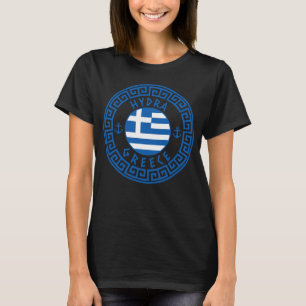 Hydra, Grèce Drapeau T-shirt noir féminin