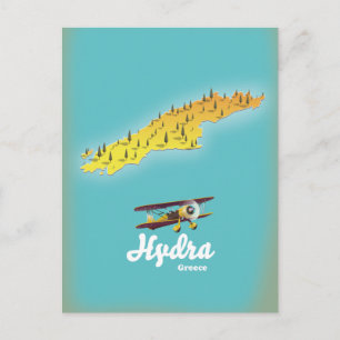 Hydra greece retro map briefkaart