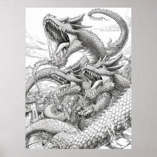 Hydra Kleurboek Pagina - Mythisch schepsel Illus Poster