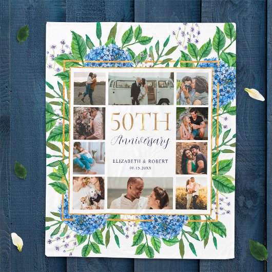 Hydrangea 50ste Jubileum Custom Photo Collage Fleece Deken